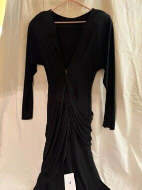 Casadei Black Draped Long-Sleeve Evening Dress — Elegant Formal Gown